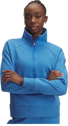 Under Armour Rival Fleece 1/2 Zip Womens Clothing Blue Atlantis Light Heather/Blue Atlantis : LG (US 12-14), Fleece/Polyester