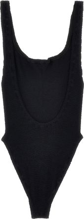 Hunza G Crinkle Fabric Square Neck One-Piece Swimsuit - Black