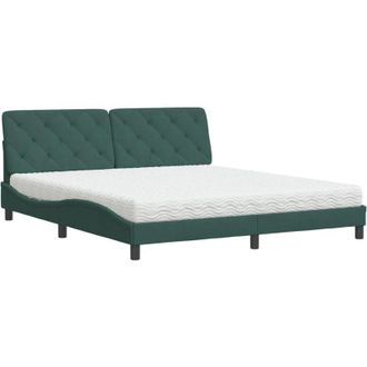 vidaXL Cama Con Colch&oacute;n Terciopelo Verde Oscuro 180x200 Cm Vidaxl