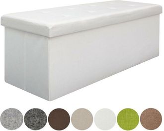 No Brand No Brand - DuneDesign Ottomana xxl pieghevole 110x38x38cm incl 2 pareti divisorie 120L Panca contenitore Cassapanca imbottita Bianco