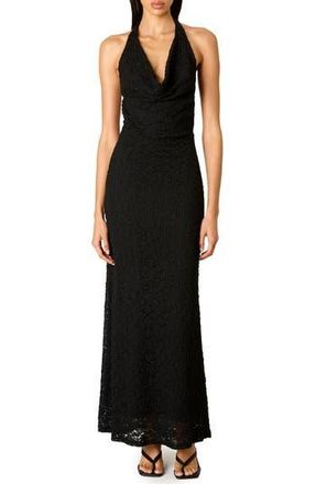 Nia Thalia Lace Halter Maxi Dress in Black at Nordstrom Rack, Size X-Large