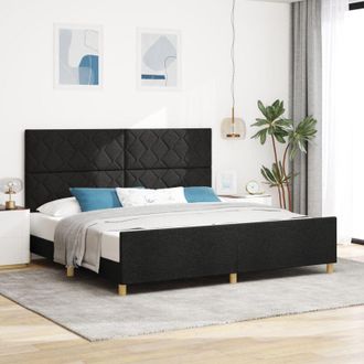 vidaXL Bed Frame with Headboard Black 200 x 200 cm Fabric Vidaxl