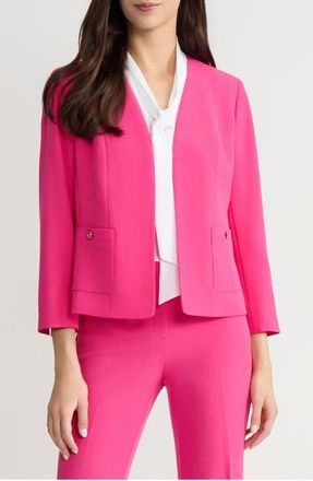 Kasper Stretch Crepe Open Front Blazer in Pink Perfection at Nordstrom, Size 18