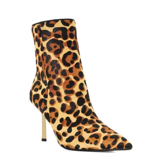 Dune London Womens Ladies Olara - Sculptured Gold Heel Leather Ankle Boots - Leopard - Size UK 7