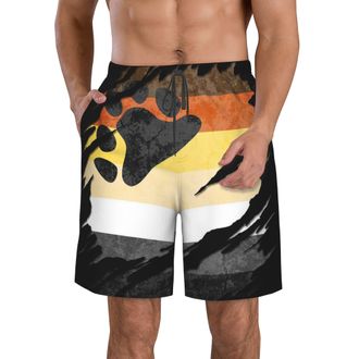 AOOEDM Gay Bear Pride Flag Mens Swimming Shorts Quick Dry Beach Trunks Swimwear with Mesh Lining