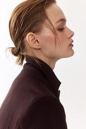 H&M Double-breasted Blazer in Dark Brown at Nordstrom, Size Xx-Small