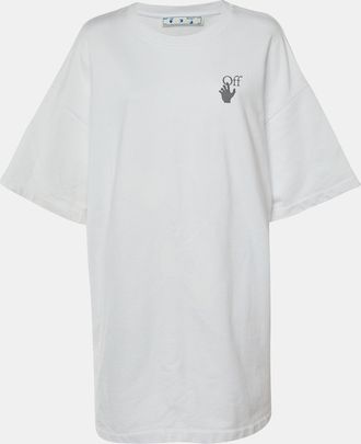 Off-white White Arrow Print Cotton T-Shirt Dress