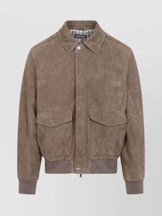 Brunello Cucinelli suede leather bomber jacket