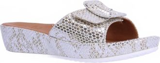 L'Amour Des Pieds Womens Callye Leather Sandal In Silver Metal Multi