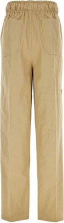 Prada Womens Wide-Leg Cotton Trousers Beige