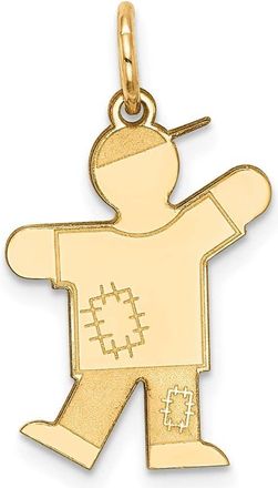 Diamond2Deal 14k Yellow Gold The Kids Small Patches Boy Engravable Kiss Charm Pendant