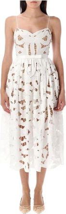 Self Portrait Abito Midi in Pizzo Guipure - - Dresses - Donna - Bianco - M