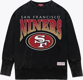 Mitchell & Ness Womens Mitchell & Ness Black San Francisco 49ers Delineate Mineral Wash Crewneck Sweatshirt at Nordstrom, Size Xx-Large