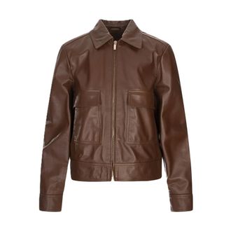 Max Mara Leather Jackets, female, Brown, XS, Nepet Jacket