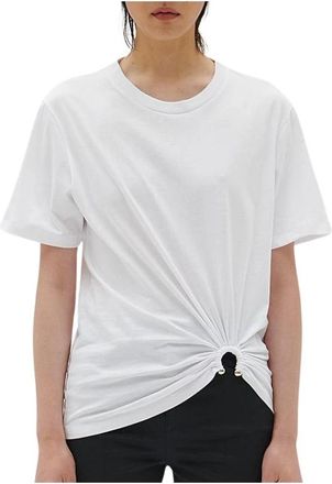 Barbara Bui Dames T-shirt met gedrapeerd effect in katoenen jersey - Dames - T-shirts - Wit - S - Katoen - Tops