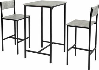 SoBuy Set 3 Pezzi Tavolo con 2 sgabelli Mobile Bar per casa Stile Industriale, L60P60A97cm, Grigio OGT27-HG - Sobuy