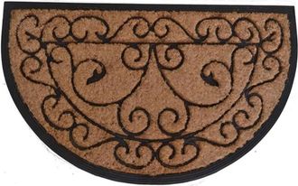 Imports Decor Swirls & Twirls Half Round Coir Door Mat, Non-Slip Rubber Backed Entryway Rug, Durable Outdoor Welcome Mat for Dirt Scraping