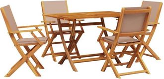vidaXL Set De Comedor De Jard&iacute;n 5 Pzas Tela Madera Maciza Gris Taupe Vidaxl