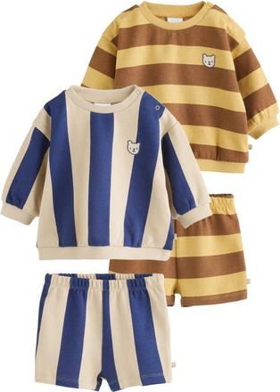 Next 4-Pack Sweatshirt & Shorts Sets in Blue/Rust Stripe at Nordstrom, Size 9-12M