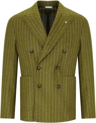 Manuel Ritz Green Pinstriped Double Breasted Jacket