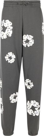 Denim Tears Rhinestone Cotton Wreath-print track pants - men - Cotton - L - Grey