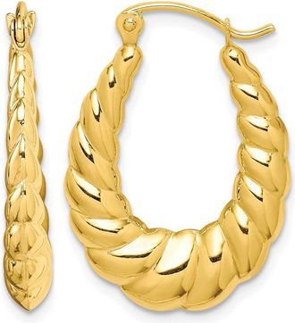 Diamond2Deal 10k Yellow Gold Polished Twisted Hollow Hoop Earrings