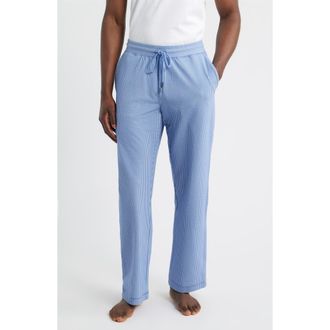Daniel Buchler Pinstripe Seersucker Pajama Pants in Blue Stripe at Nordstrom, Size Xx-Large