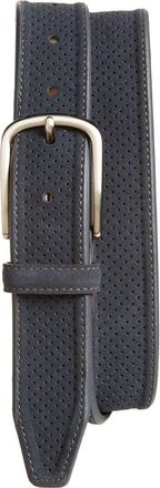 Johnston & Murphy Perforated Suede Belt in Navy at Nordstrom, Size 42