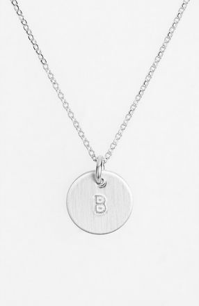 Nashelle Sterling Silver Initial Mini Disc Necklace in Sterling Silver B at Nordstrom