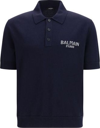 Balmain Blue Wool Oves Aries Polo Mens Shirt