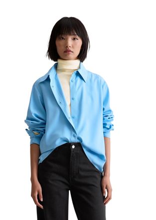 Marc O'Polo Denim Langarmbluse MARC OPOLO DENIM relaxed fit aus LENZING ECOVERO, Damen, Gr. M, azure sky, Web, Obermaterial: 100% Viskose, relaxed fit normal, 1-Knopf-M