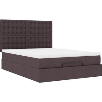 vidaXL Estructura Cama Otomana Colch&oacute;n Tela Marr&oacute;n Oscuro 140x190cm Vidaxl