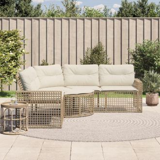vidaXL Vidaxl - Sof&aacute; De Jard&iacute;n Forma De L Con Cojines Y Taburete Rat&aacute;n Pe Beige