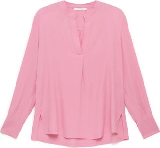 Maliparmi Vloeiend Cr&ecirc;pe Shirt - Dames - Blouses - Roze - L - Overhemden