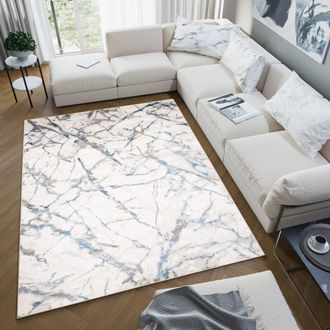 Tapiso Alfombra de polipropileno en blanco y crema 120x170 cm