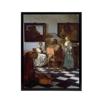 Artery8 Vermeer The Concert Music Painting Framed Canvas Wall Art Print | Size: W24 x H32