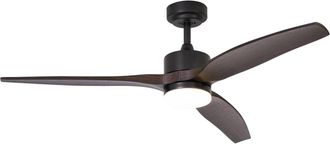 QAZQA Ventilador techo negro madera 132 cm LED