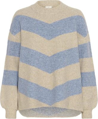 Kaffe KAverana Gebreide Pullover - Dames - Ronde hals truien - Veelkleurig - XS - Wol - Truien & Vesten