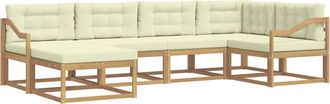 vidaXL Conjunto De Sof&aacute;s De Exterior 5 Uds. Blanco Y Crema Poli&eacute;ster Vidaxl