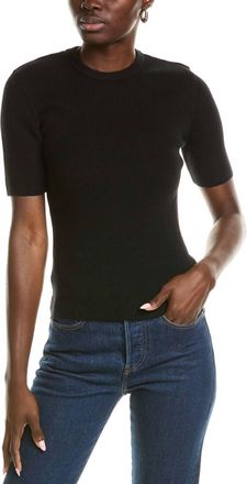 Derek Lam Salma Ribbed Short Sleeve Sweater In Black