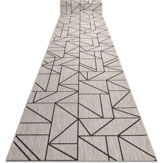 RugsX Rugsx - Alfombra De Pasillo Sizal Floorlux Modelo 20605 Tri&aacute;ngulos, Geom&eacute;trico Plateado / Negro 120 Cm Beige 120x140 Cm