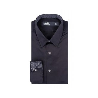 Karl Lagerfeld Lange Mouwen Katoenen Shirt - Heren - Casual Overhemden - Zwart - M - Katoen - Overhemden