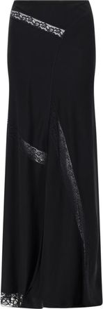 Msgm Neutral Long Flowing Lace Inserts Skirt
