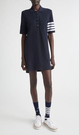 Thom Browne 4-Bar Cotton Piqu&eacute; Polo Dress in Navy at Nordstrom, Size 12 Us