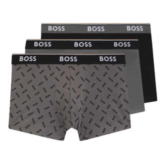 HUGO BOSS Heren Bodywear Logo Boxershorts (Set van 3) (Zwart/Grijs)