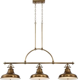 Quoizel Elstead Emery 3 Ljus Pendel Bar Ljuskrona L&auml;tt V&auml;derbiten M&auml;ssing, E27