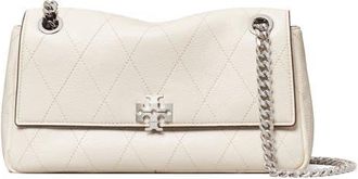 Tory Burch Small Charlie Leather Shoulder Bag in Light Cream at Nordstrom