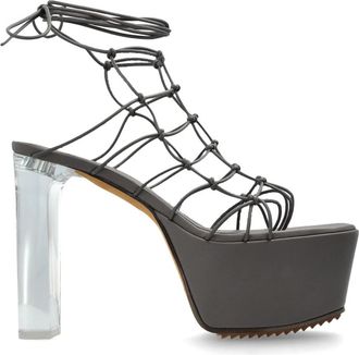 Rick Owens Plateauschoenen Web Platform - Dames - Sandalen met hakken - Grijs - 38 EU - Leer - Schoenen