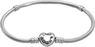 Pandora Heart Clasp Snake Chain Bracelet In Sterling Silver, Size 19