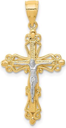 Diamond2Deal 10k Yellow Gold Rhodium Crucifix Pendant